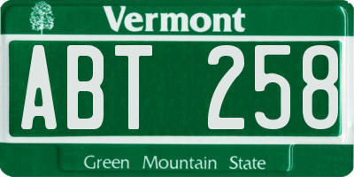 VT license plate ABT258