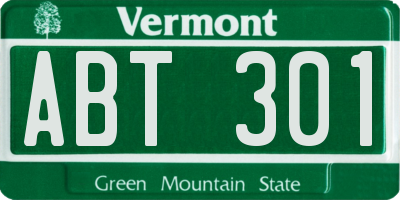 VT license plate ABT301