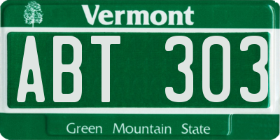 VT license plate ABT303