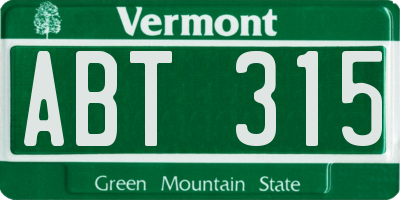 VT license plate ABT315