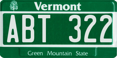 VT license plate ABT322