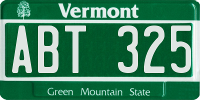 VT license plate ABT325