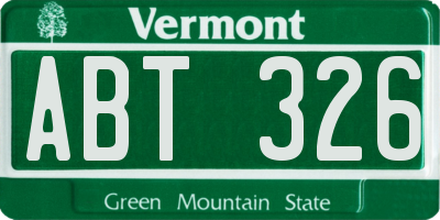 VT license plate ABT326