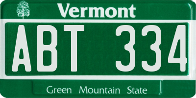 VT license plate ABT334