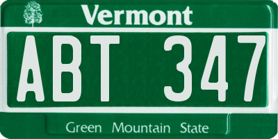VT license plate ABT347