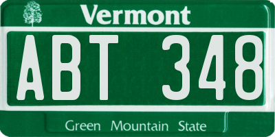 VT license plate ABT348