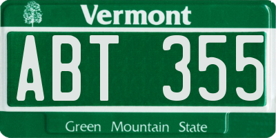 VT license plate ABT355