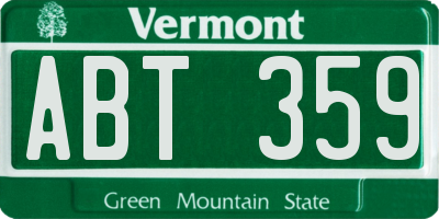 VT license plate ABT359