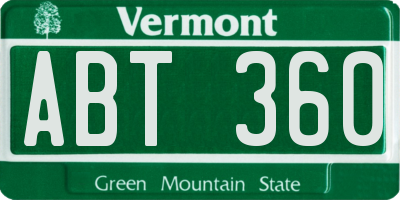 VT license plate ABT360