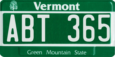 VT license plate ABT365