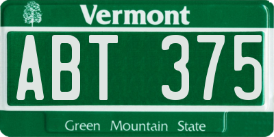 VT license plate ABT375
