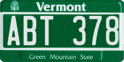 VT license plate ABT378