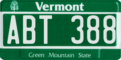 VT license plate ABT388