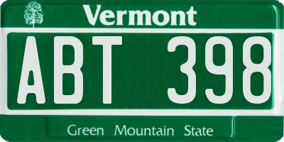 VT license plate ABT398