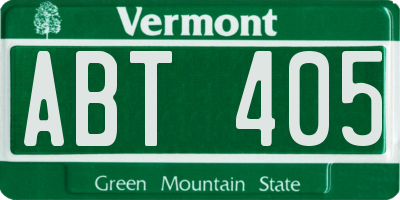 VT license plate ABT405