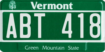 VT license plate ABT418