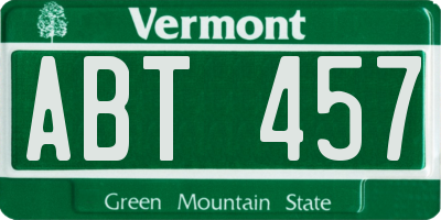 VT license plate ABT457