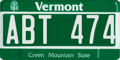 VT license plate ABT474