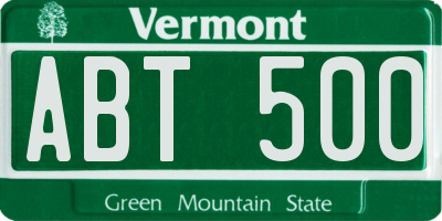 VT license plate ABT500