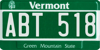 VT license plate ABT518