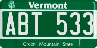VT license plate ABT533