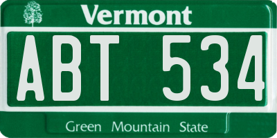 VT license plate ABT534