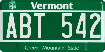 VT license plate ABT542