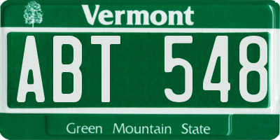 VT license plate ABT548