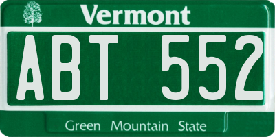 VT license plate ABT552