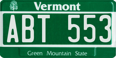 VT license plate ABT553
