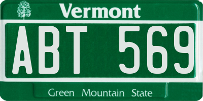 VT license plate ABT569