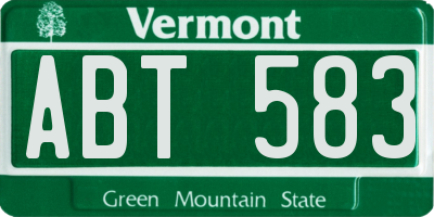 VT license plate ABT583
