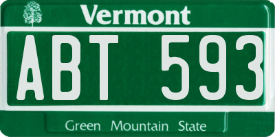 VT license plate ABT593