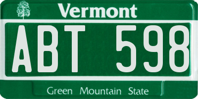 VT license plate ABT598