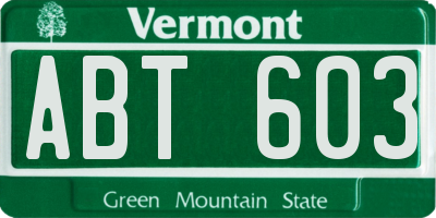 VT license plate ABT603