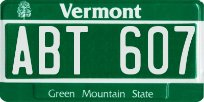 VT license plate ABT607