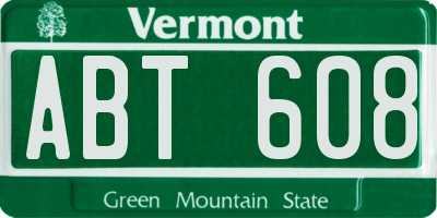 VT license plate ABT608