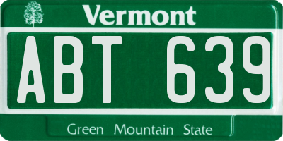 VT license plate ABT639