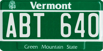 VT license plate ABT640