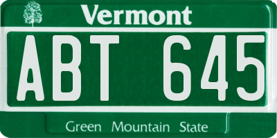 VT license plate ABT645