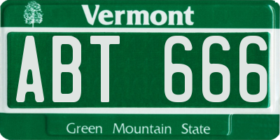 VT license plate ABT666