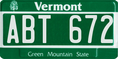 VT license plate ABT672