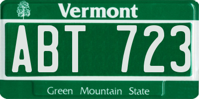 VT license plate ABT723