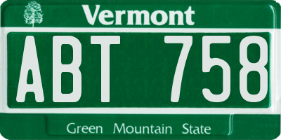 VT license plate ABT758