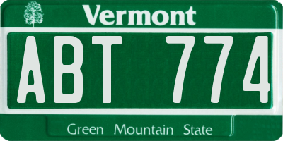 VT license plate ABT774