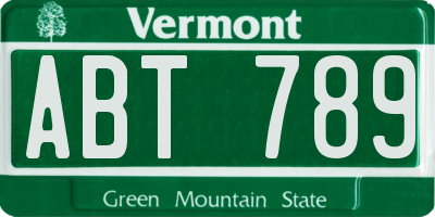 VT license plate ABT789