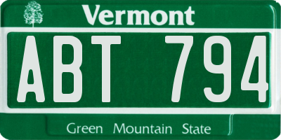 VT license plate ABT794