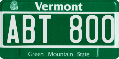 VT license plate ABT800