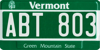 VT license plate ABT803