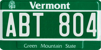 VT license plate ABT804